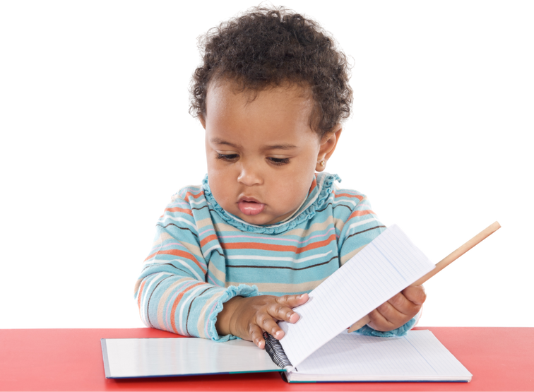 Toddler Writing on a Notebook    